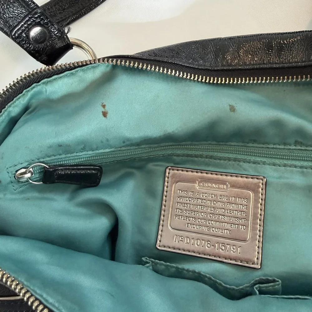 COACH Poppy Large Patent‎ Leather Handbag Shoulder Bag 15791 Black Y2K 2000s - Picture 16 of 16